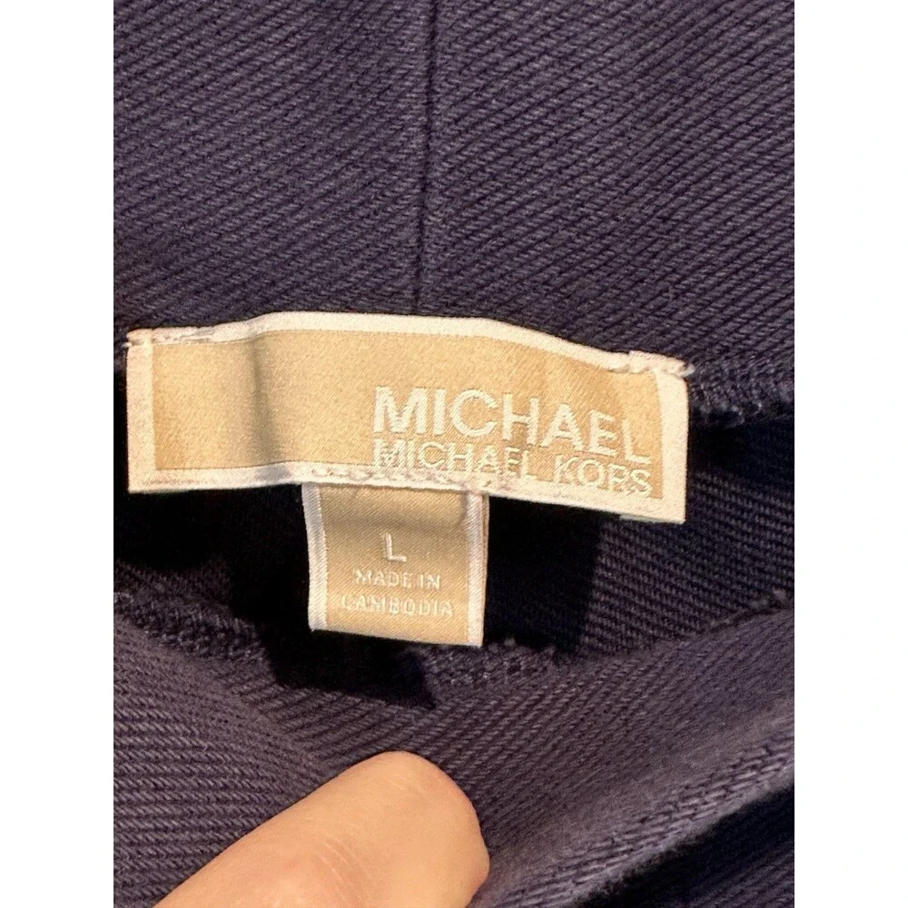 Michael Michael Kors Blue Skinny Pull-On Pants Size L Gold Hardware Leggings